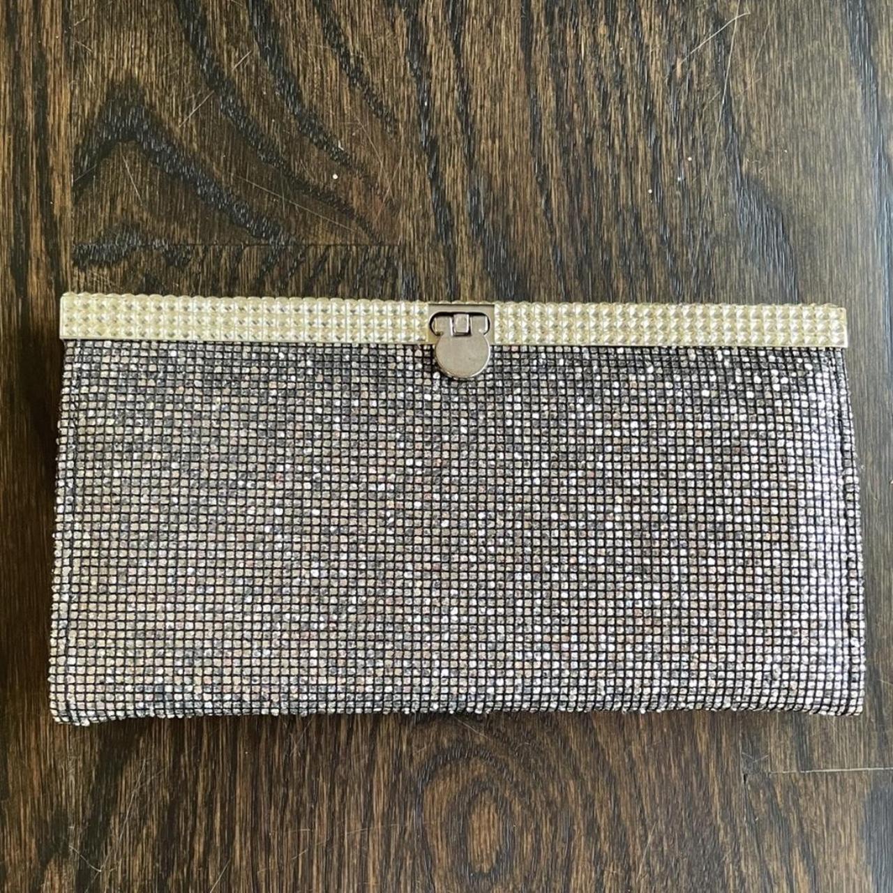 Claire’s silver glitter sequin hand clutch