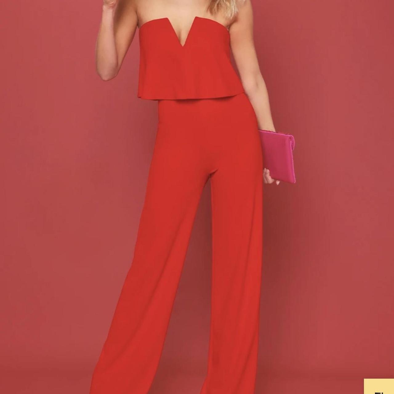 Power of love store red strapless jumpsuit