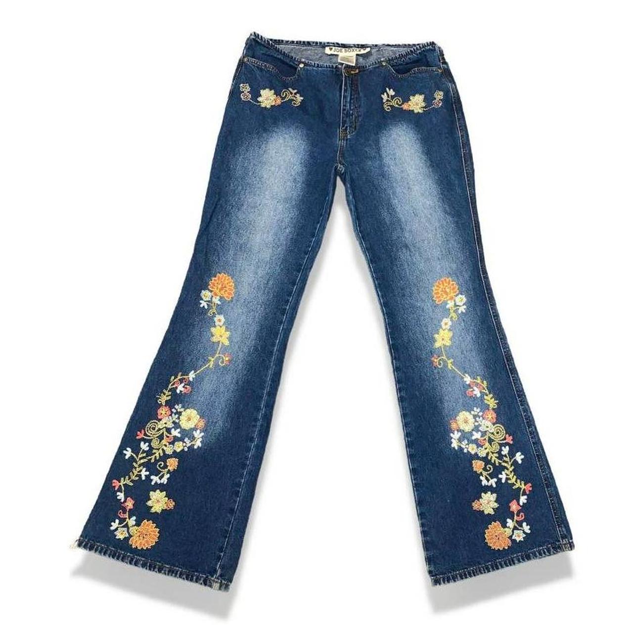 VINTAGE 2000 Y2K Women's Flare Jeans w/ Floral...