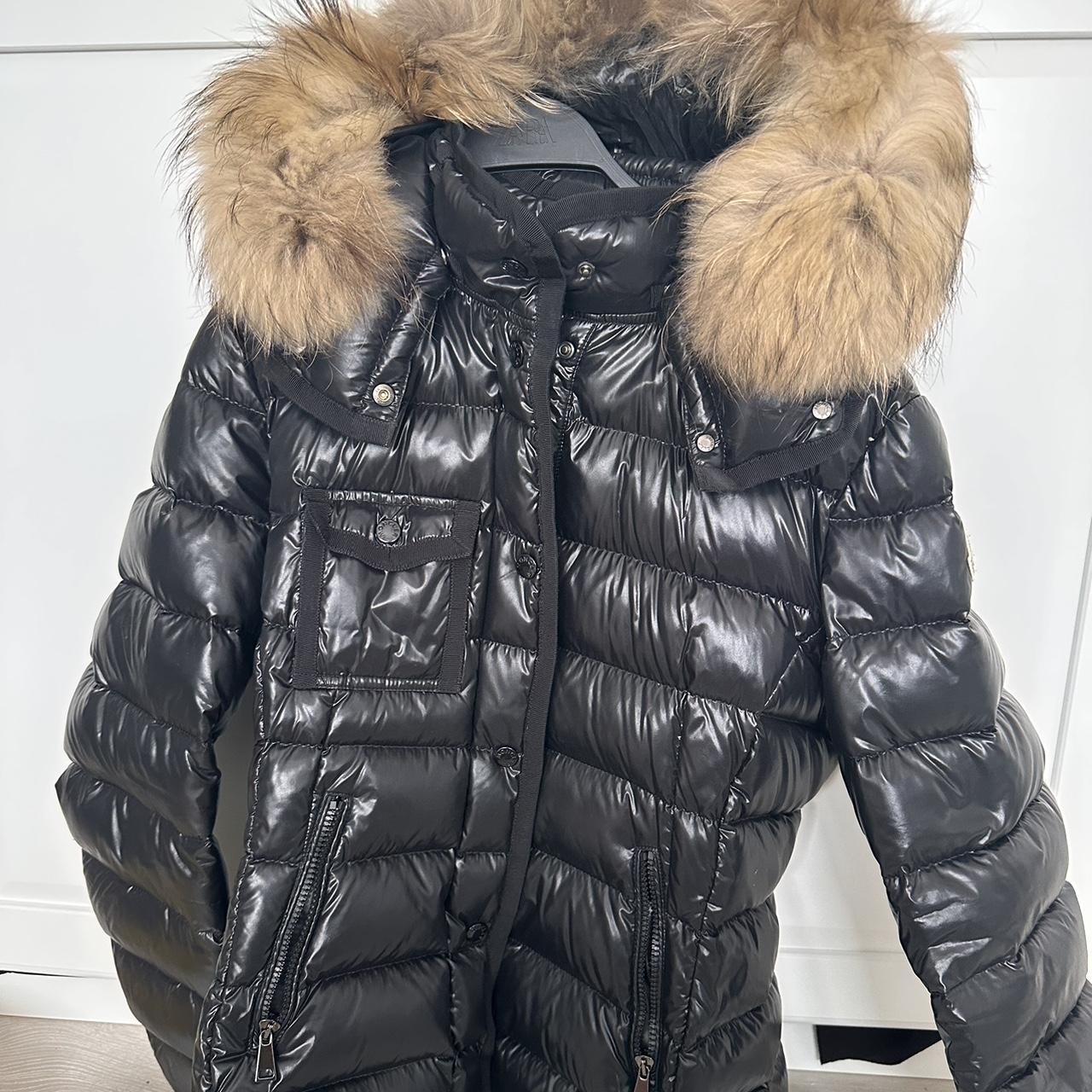 black moncler coat, worn few times, amazing... - Depop