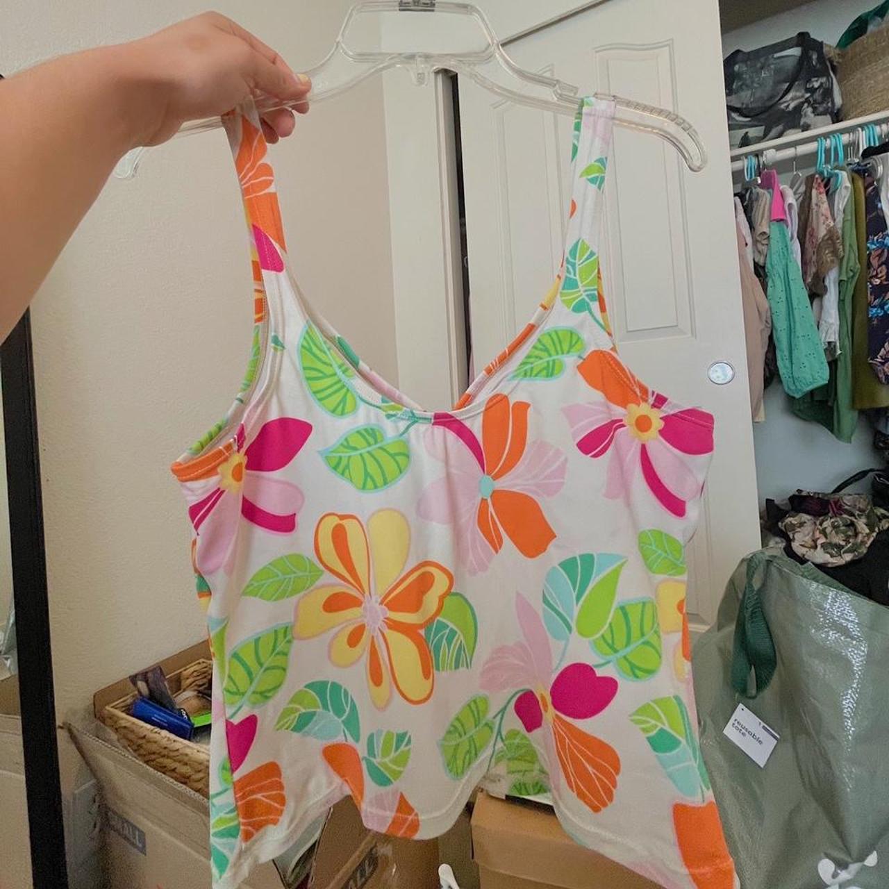 floral Y2K tank cute for workouts, beach days,... - Depop