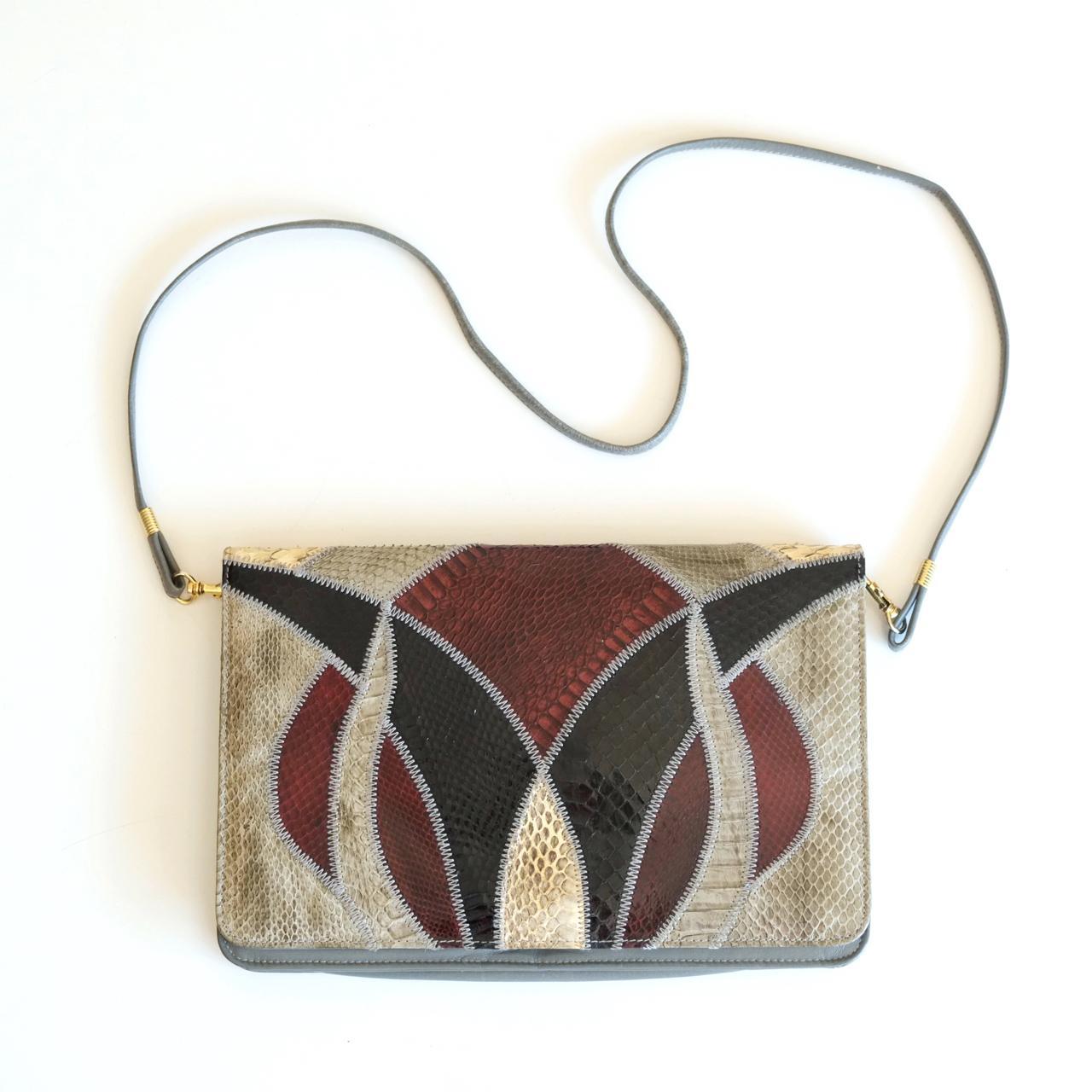 Vintage Furst & Mooney Handbag Clutch Leather And Snakeskin