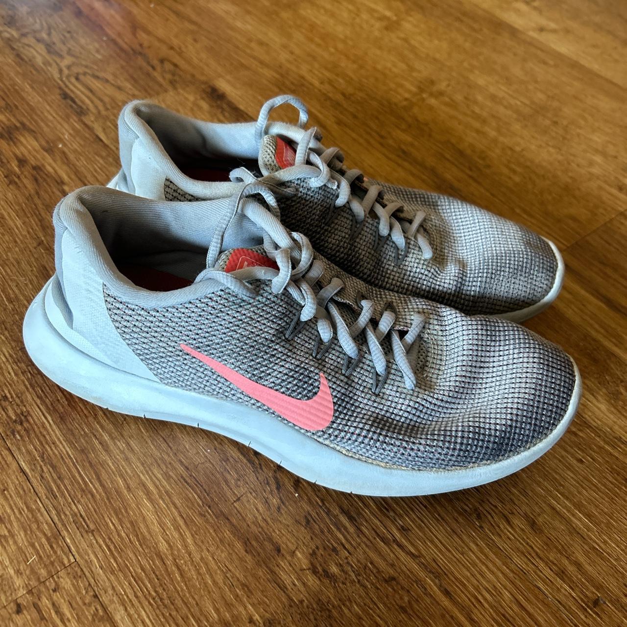 Nike Flex Running Trainers Grey, Pink RRP... - Depop