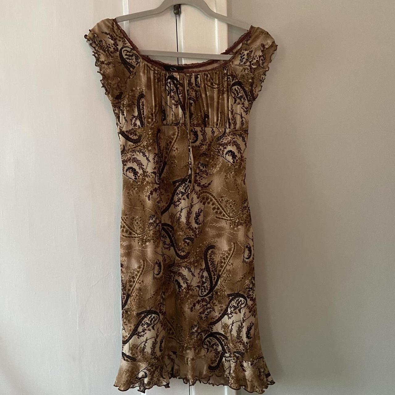 Espirit Women's Brown and Khaki Dress | Depop