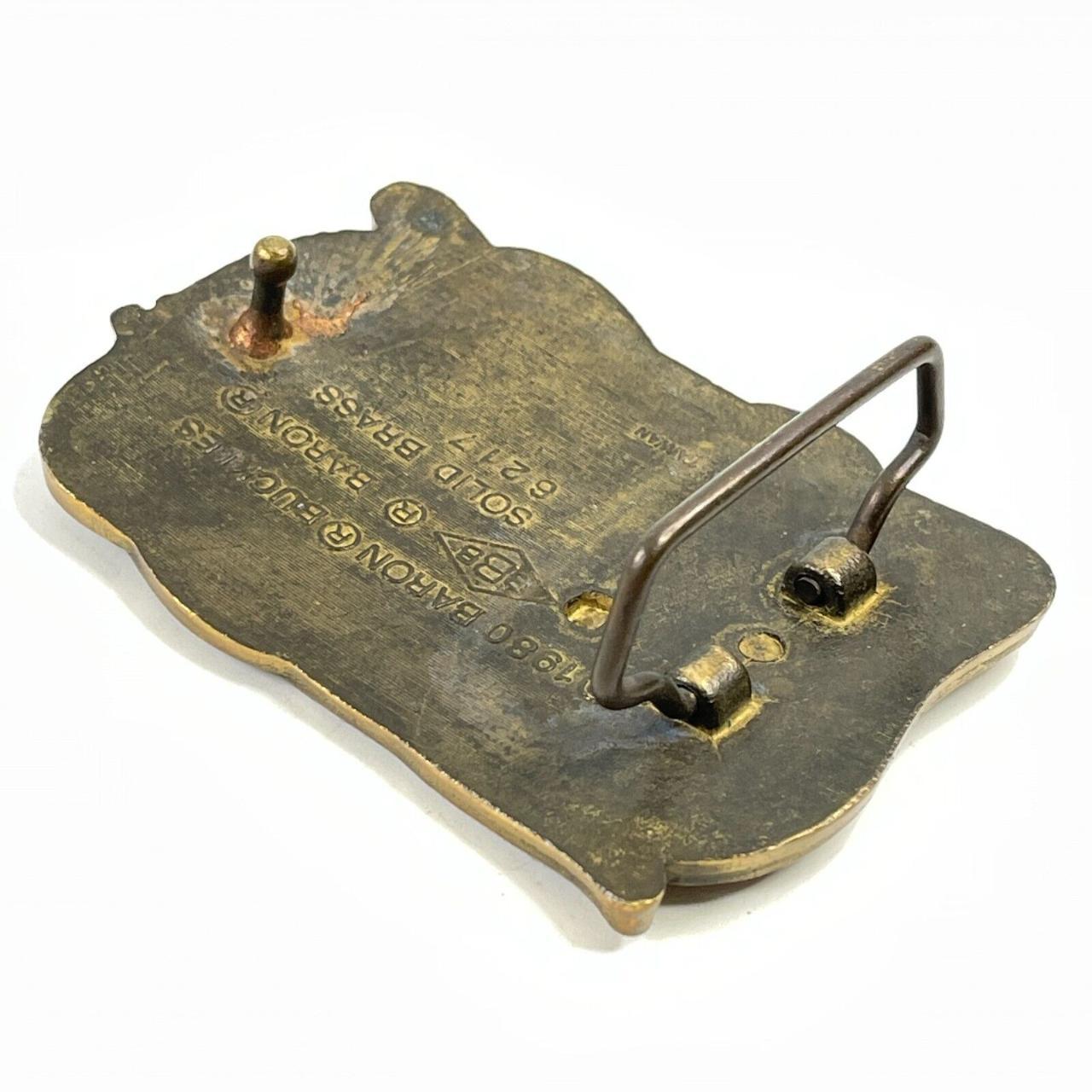 Vintage Electrician Solid Brass Belt Buckle, Baron