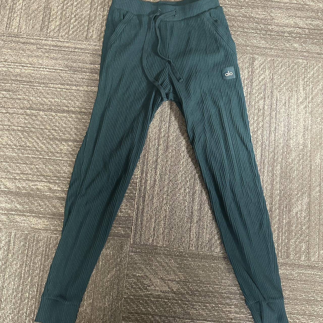 Alo yoga muse sweatpants size M in green. Only worn... - Depop