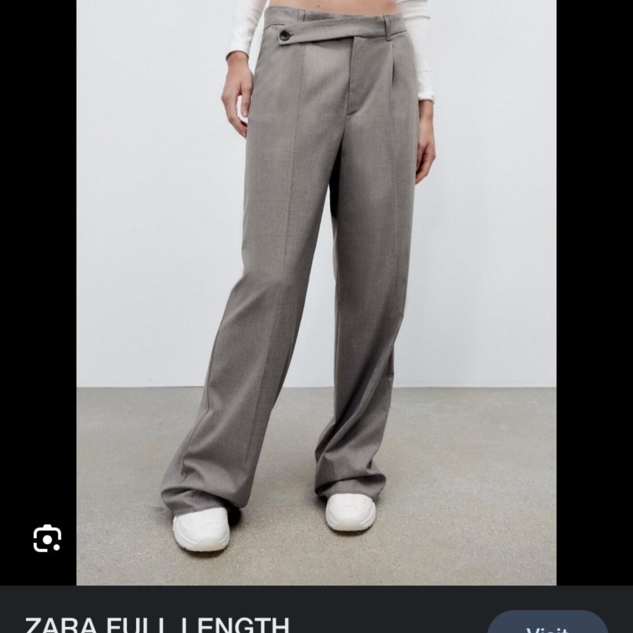 RARE* ZARA GREY Wide-Leg Asymmetric Trousers Pants L BNWT £35.00