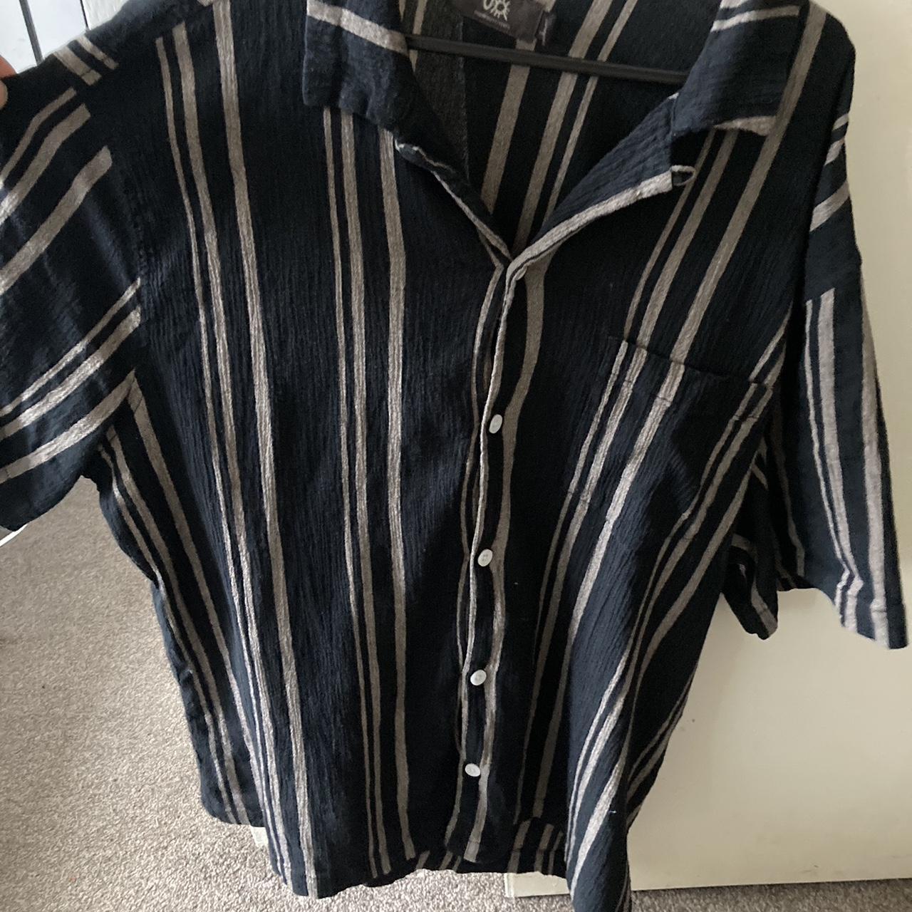 Urban outfitters black & gold striped shirt // Size... Depop