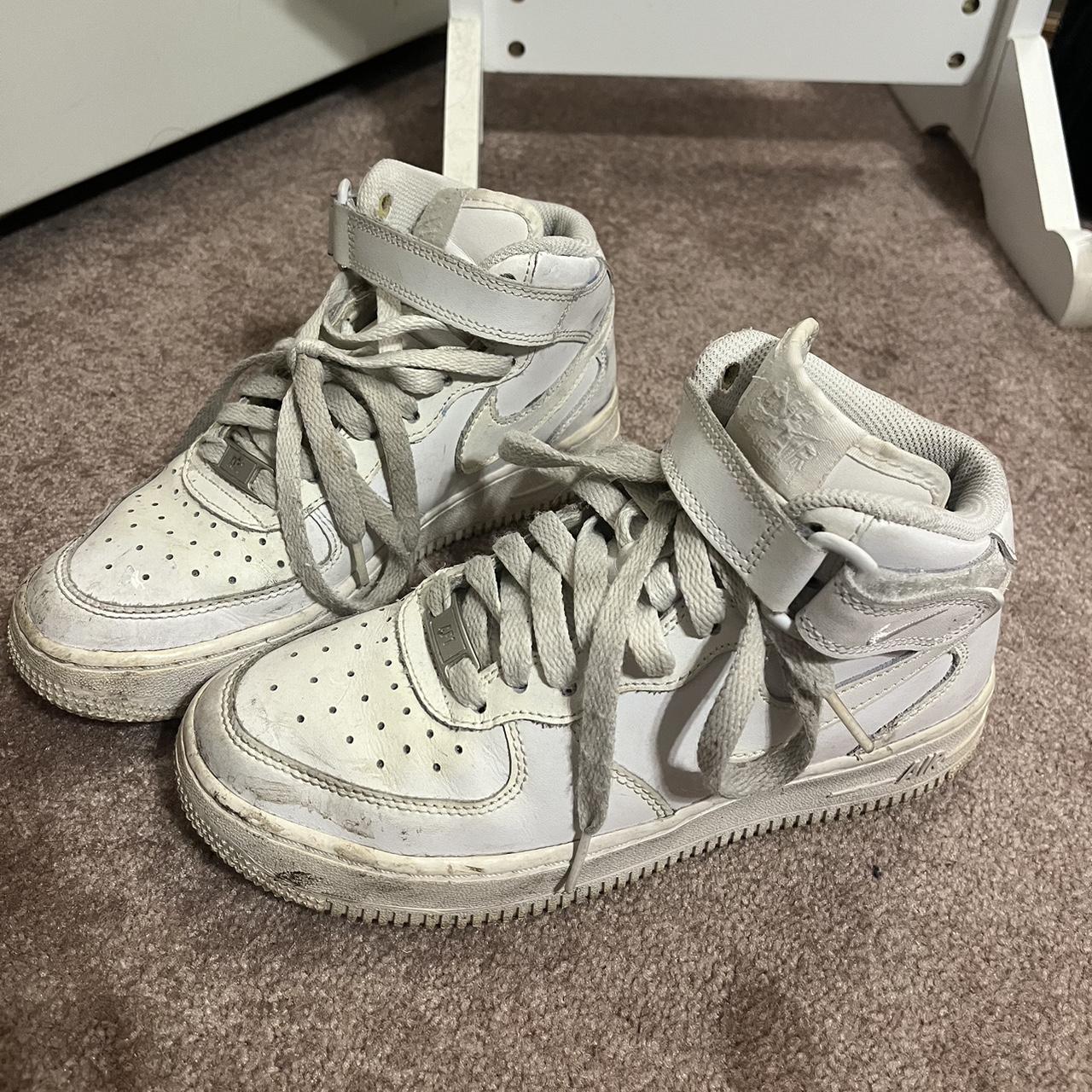 high top AF1 with velcro clasp definitely have wear