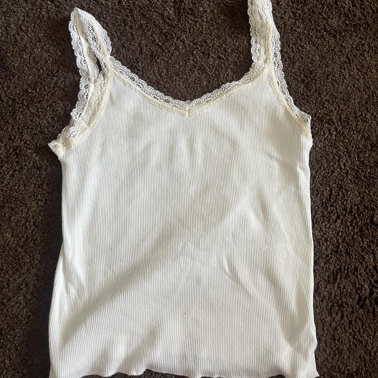 brandy melville white and off white Lorene lace tank... - Depop