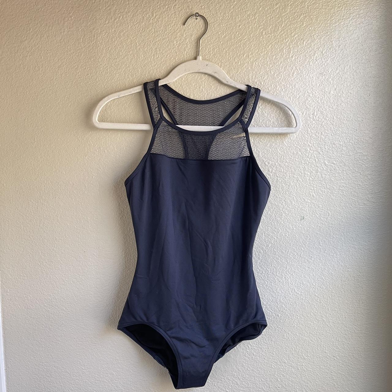 Capezio Women's Navy and Grey Bodysuit | Depop