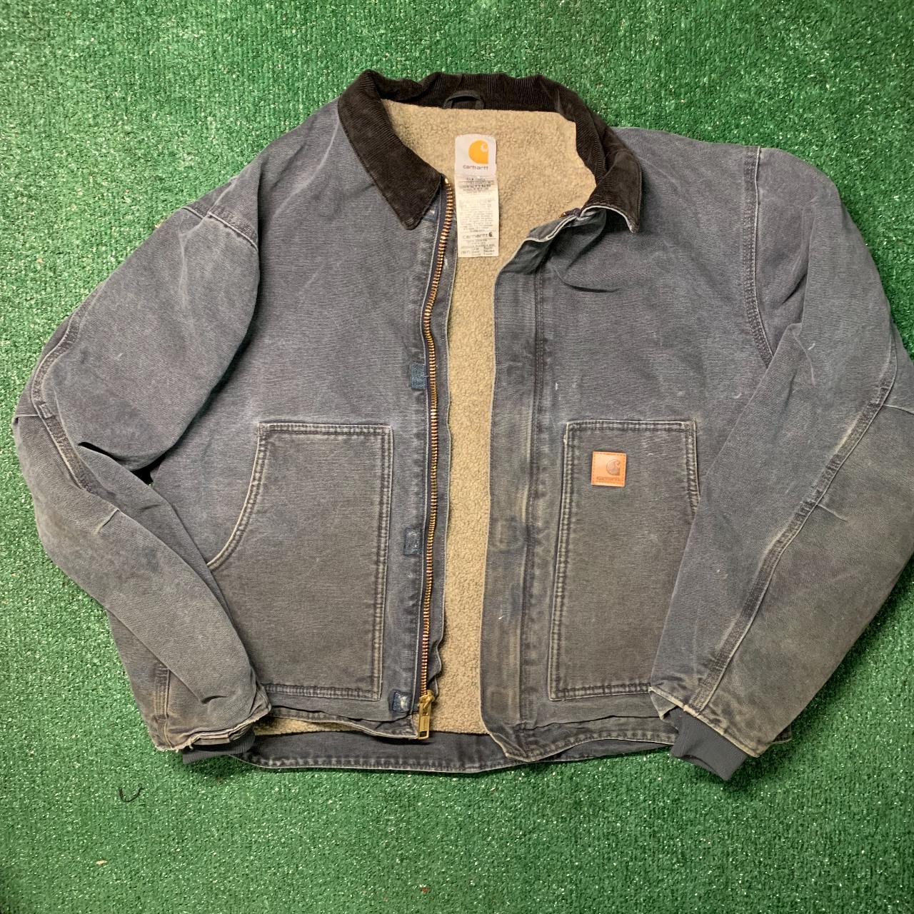 Y2K Carhartt Detroit Jacket Corduroy collar Fleece... - Depop