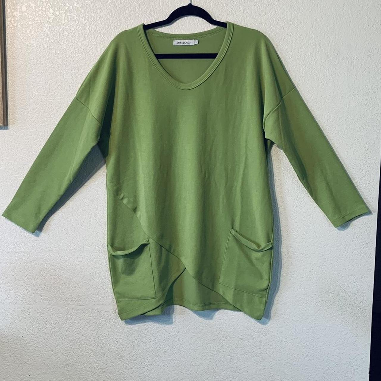 MissLook Lime Green Tunic Top Loose Fitting w/... - Depop