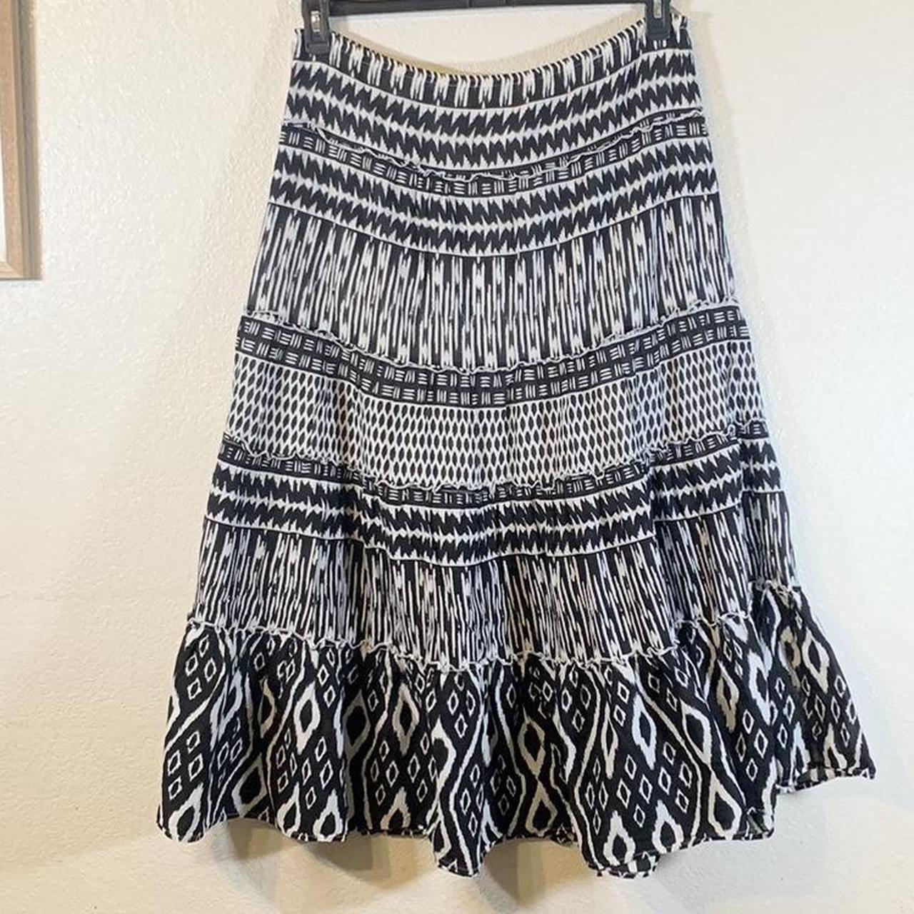 Bohemian black and White Maxi Skirt Style & Co... - Depop