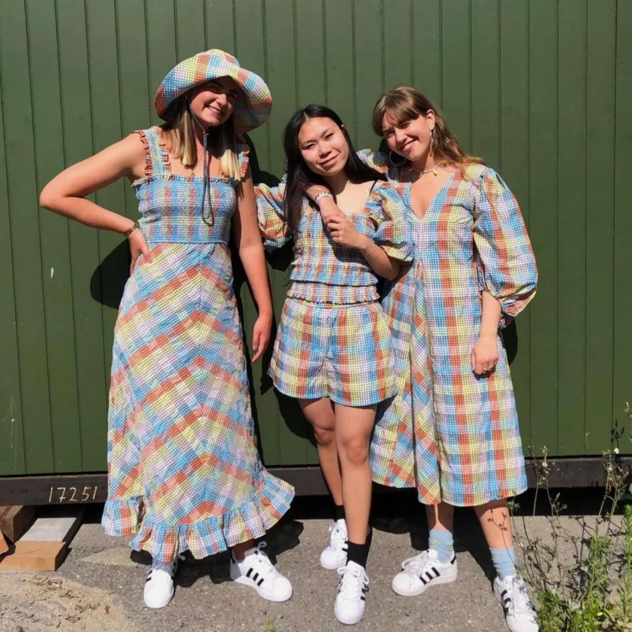 Preloved GANNI Seersucker Check Midi