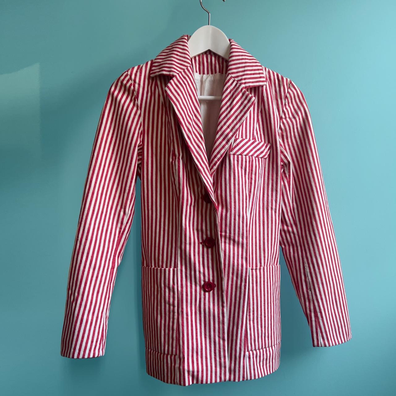 Women's Red and White Jacket | Depop