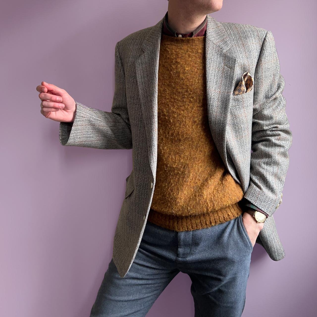 Men's Grey and Orange Jacket Depop