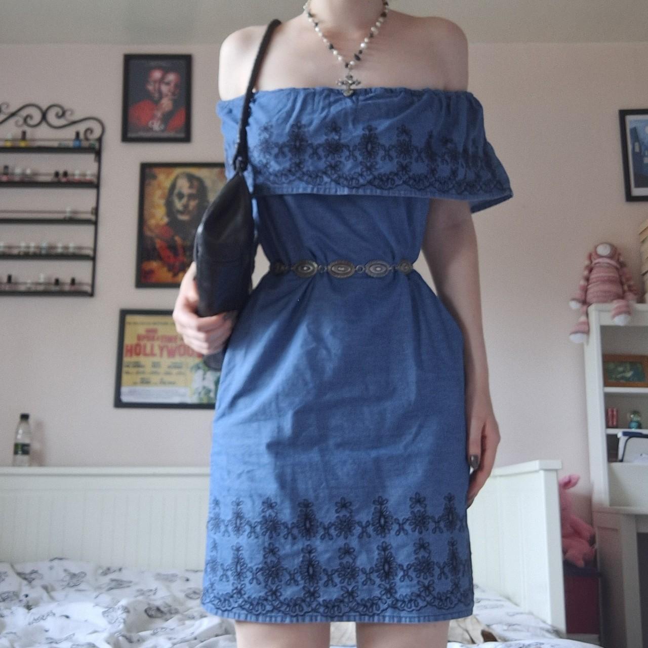 Primark Denim Off the Shoulder Boho 70s Style Dress