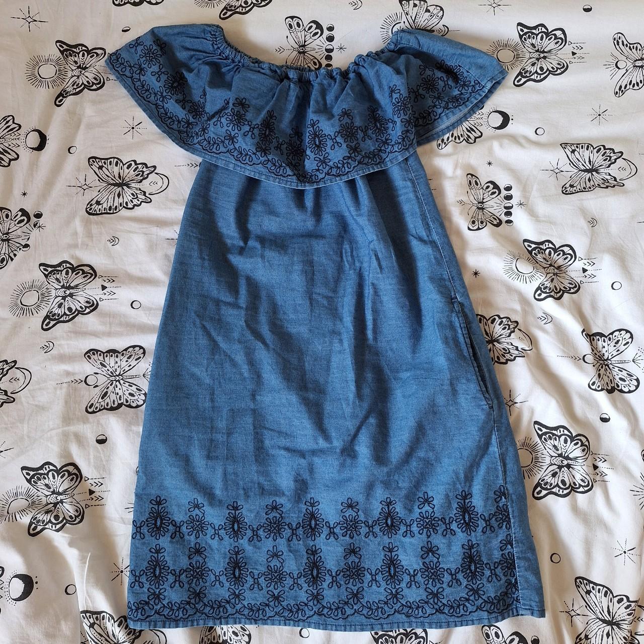 Primark Denim Off the Shoulder Boho 70s Style Dress