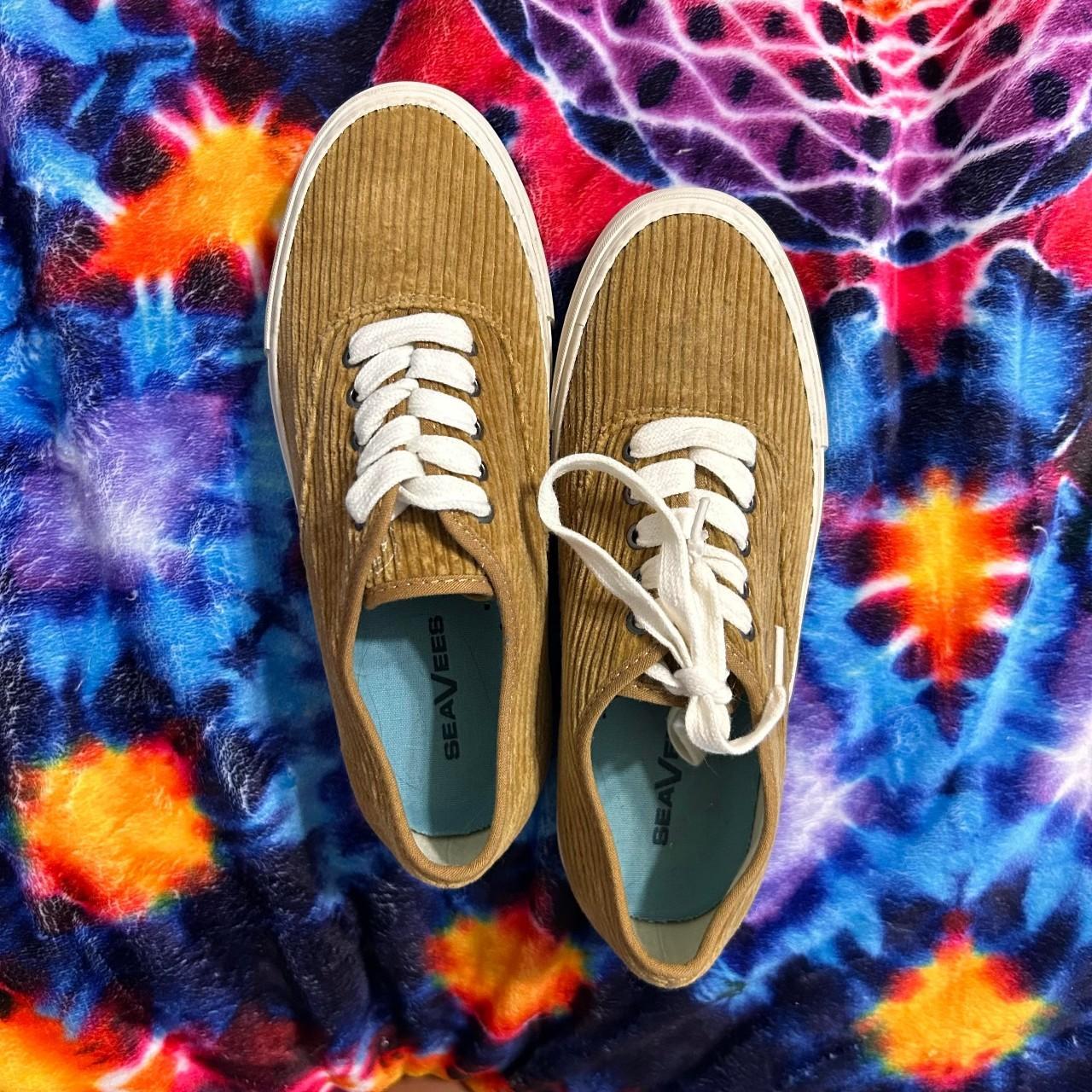 SeaVees Women's White and Khaki Trainers Depop