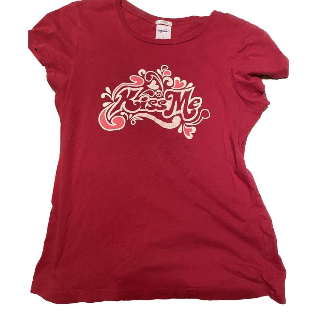 Old Navy Women's Red and White Tshirt Depop