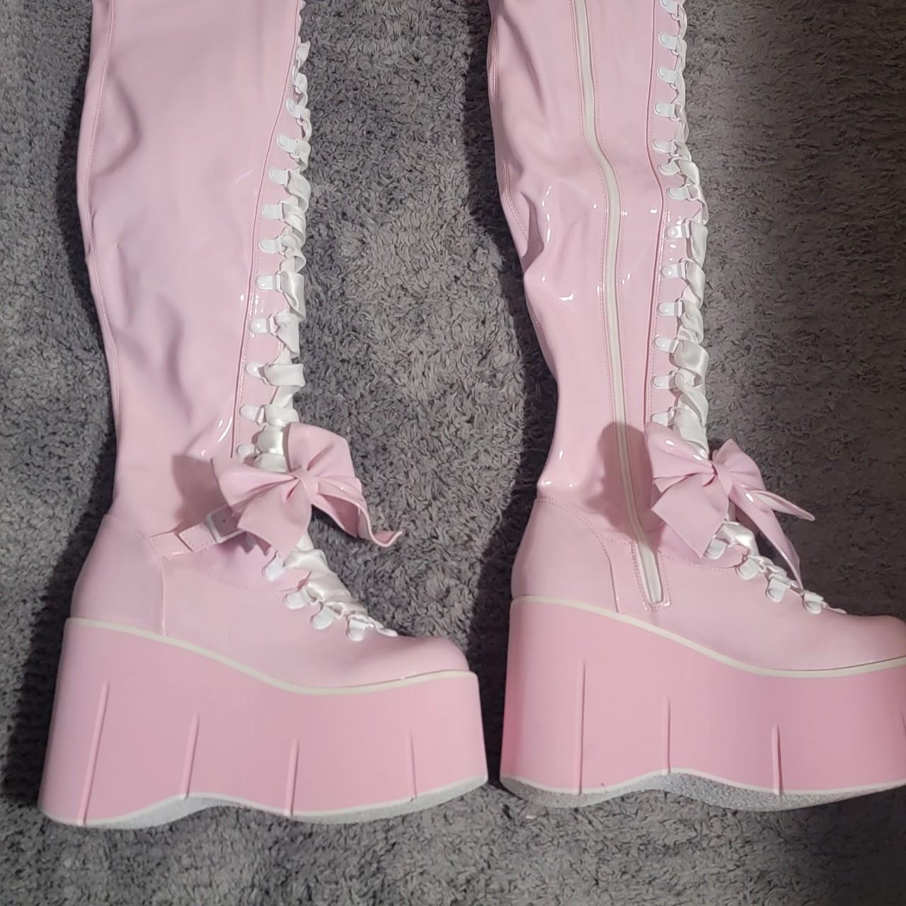 Demonia Pastel Gothic Princess Thigh High Boots... - Depop