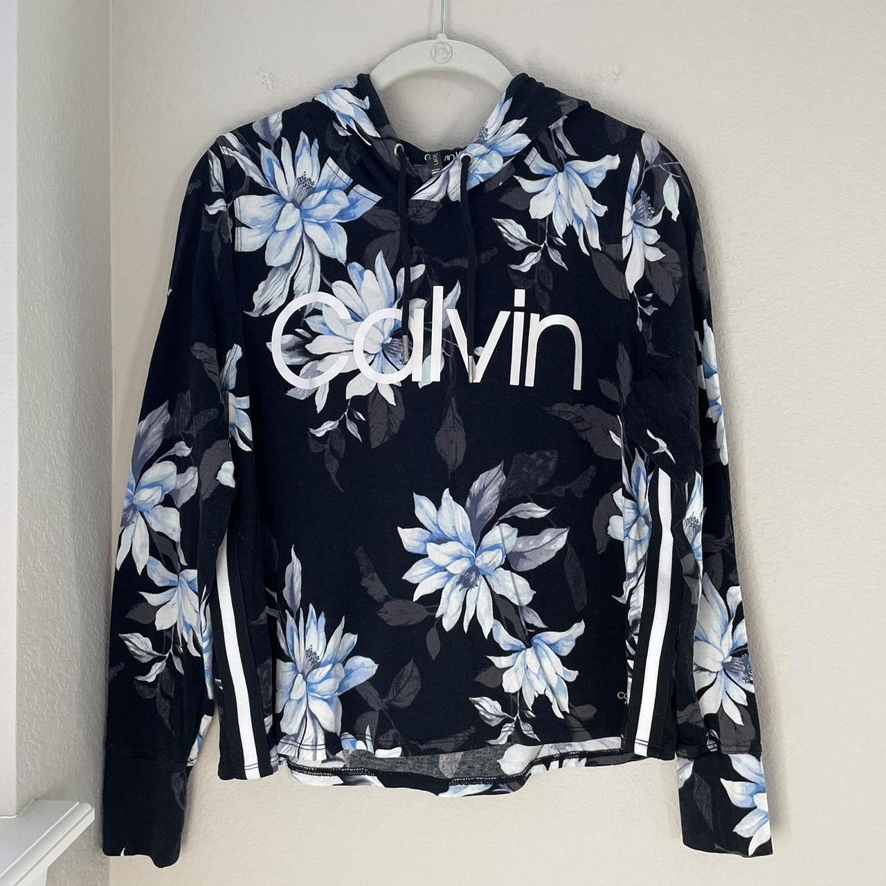 Floral Hoodie Details color black blue Depop