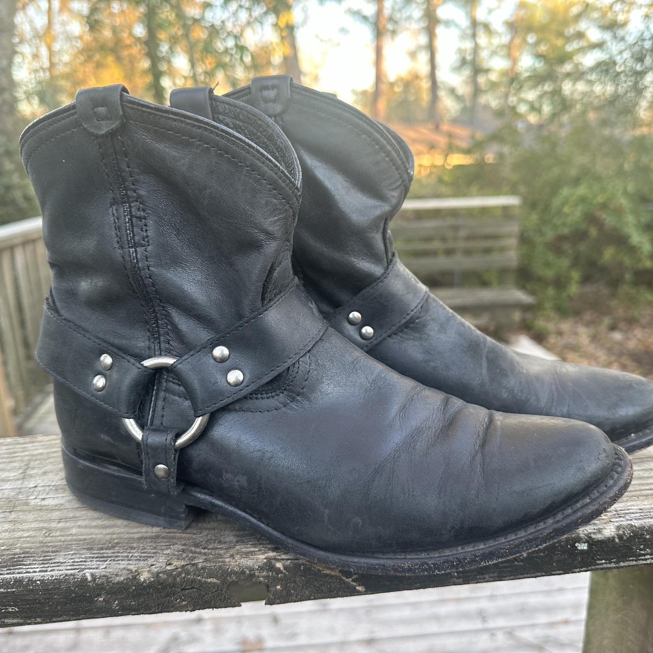 Frye harness ankle boot Black leather size women’s... - Depop