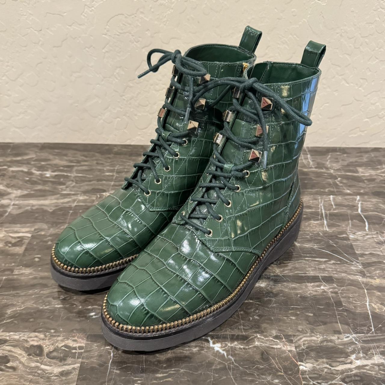 haskell crocodile embossed leather combat boot