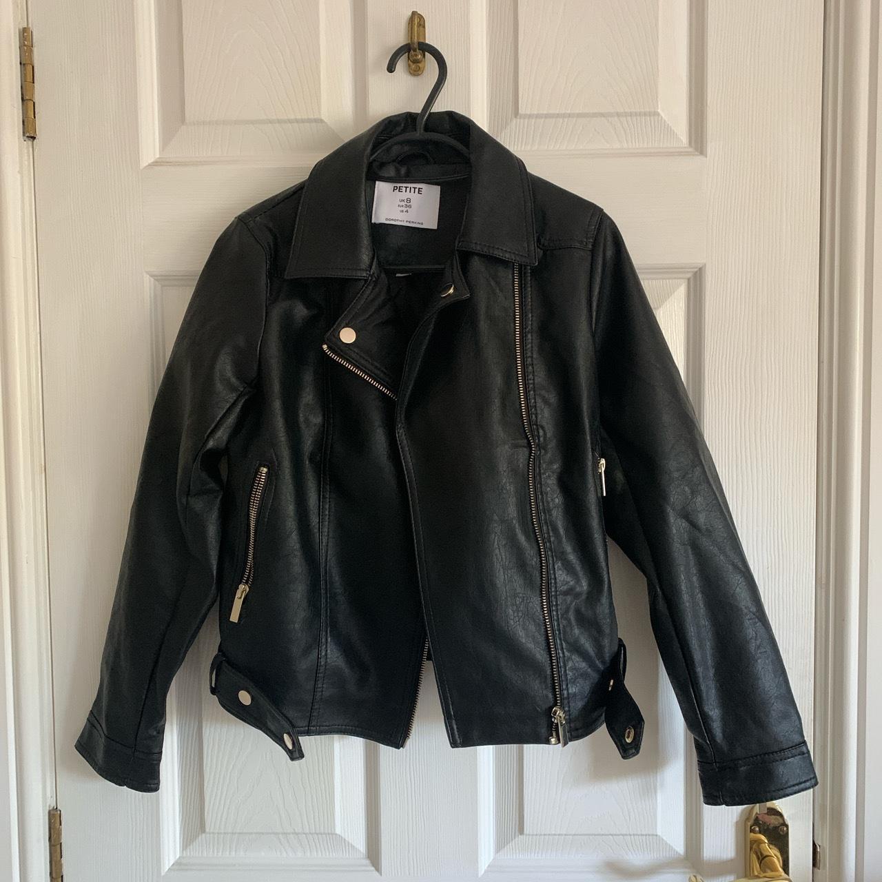 Dorothy Perkins vegan black leather biker jacket,... Depop