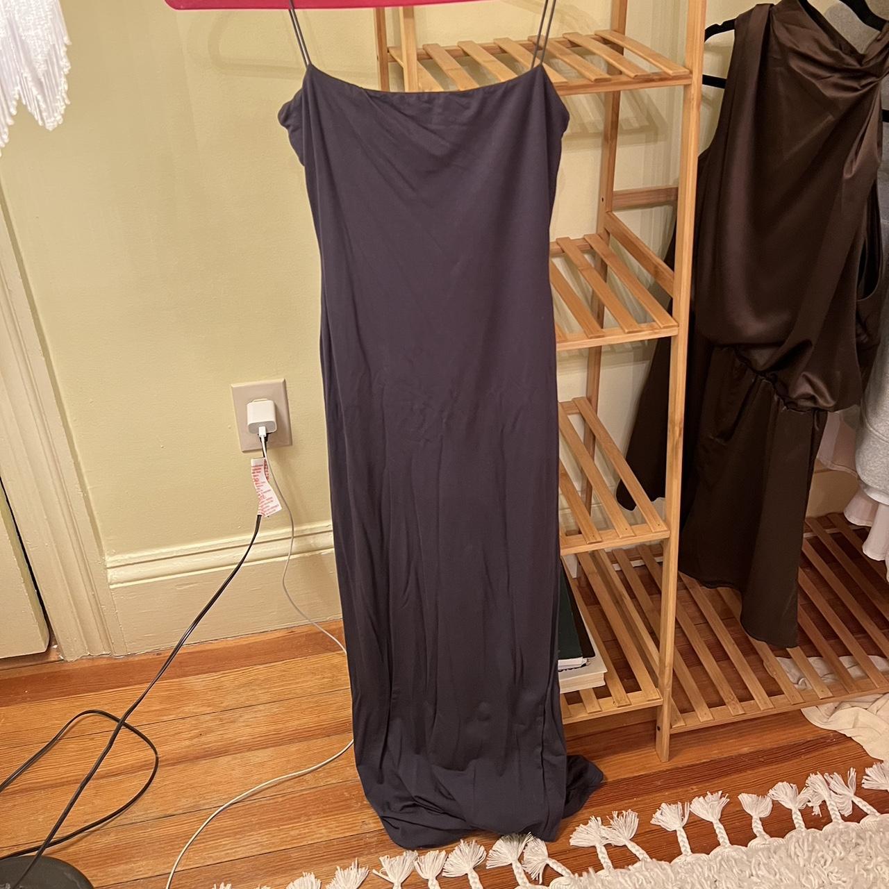charcoal body con maxi dress says 8 but fits like... - Depop