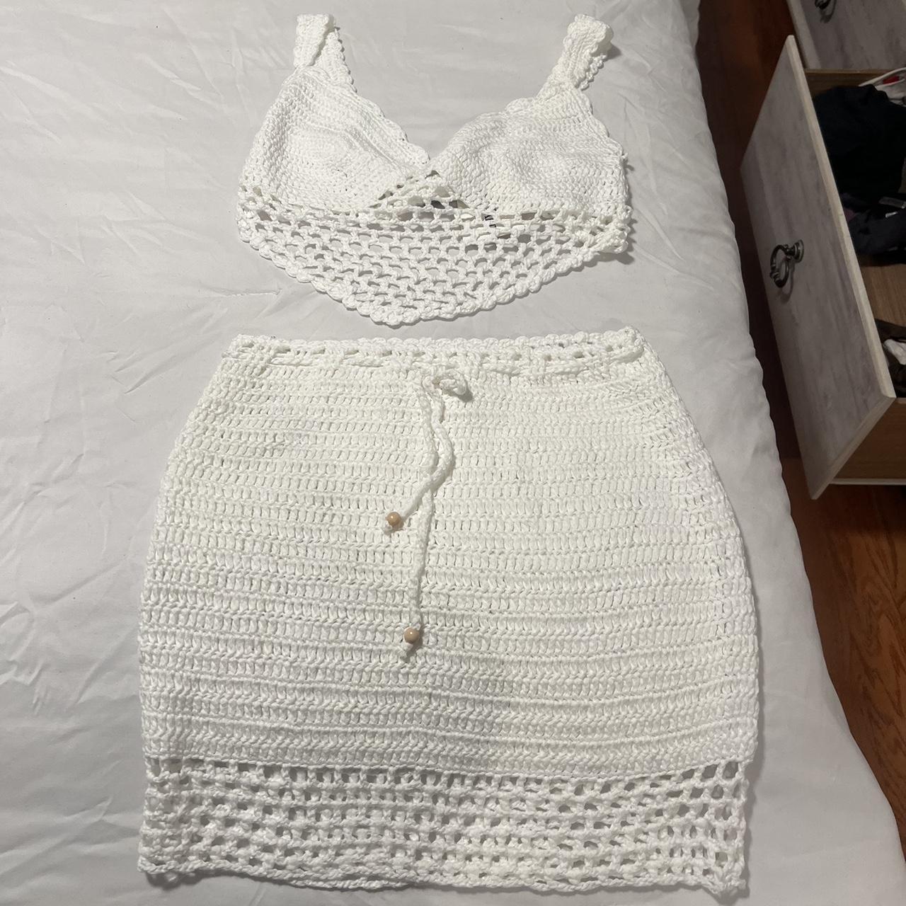 white knit set #springbreak WILL SHIP ASAP i m Depop