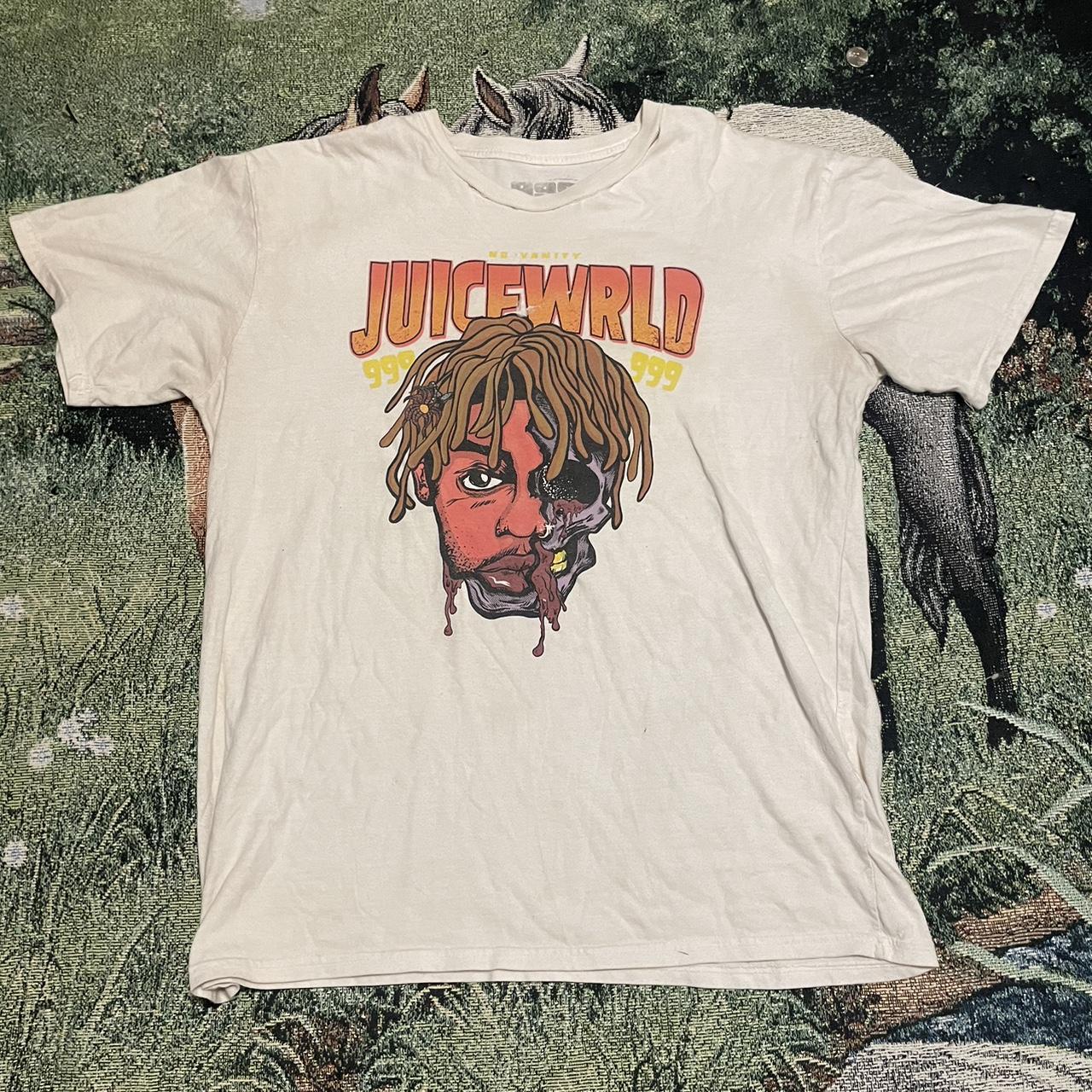 Juice Wrld 999 shirt Rips on collar shown Size... - Depop