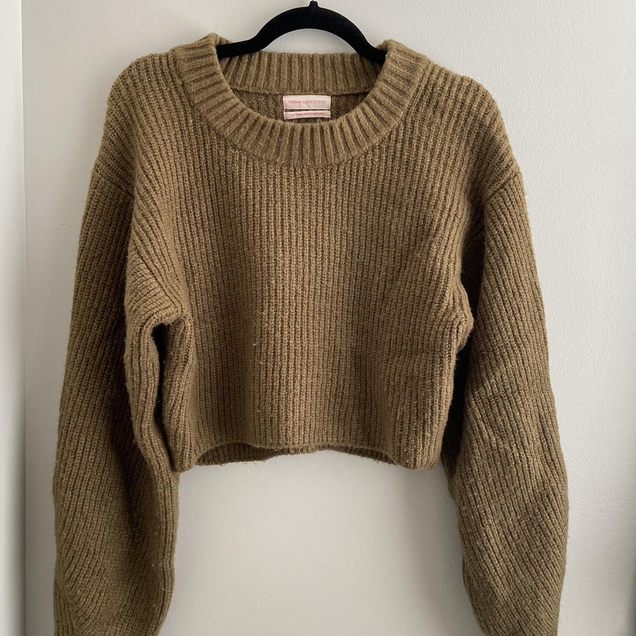 urban outfitters green drop shoulder sweater size s - Depop