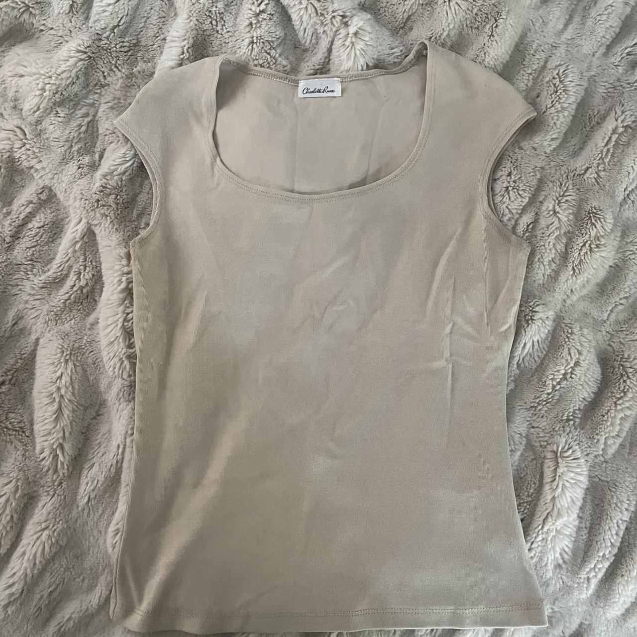 Vintage Charlotte Russe fitted beige shirt. Vintage... - Depop