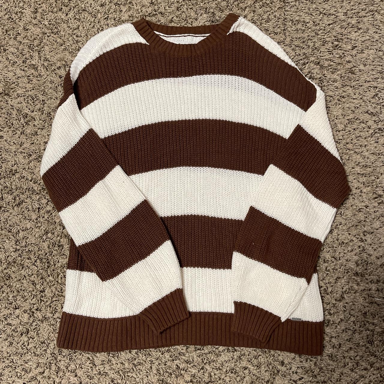 Hollister Brown Striped Sweater Brandy Melville - Depop