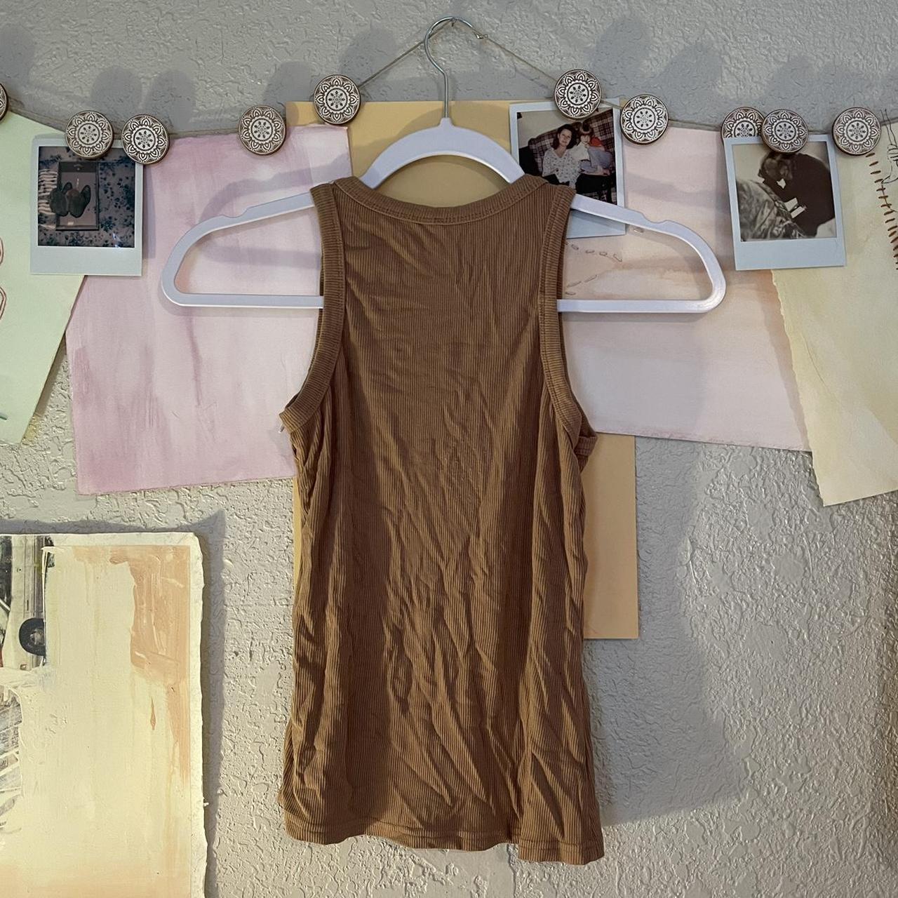 Tan Halter Top size: not labeled (stretchy so fits - Depop