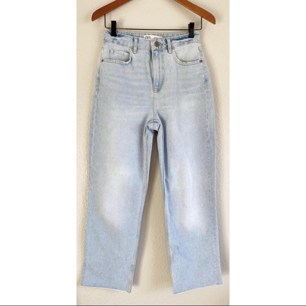 ZARA “THE 90s” LIGHT WASH WIDE LEG JEANS W RAW... - Depop