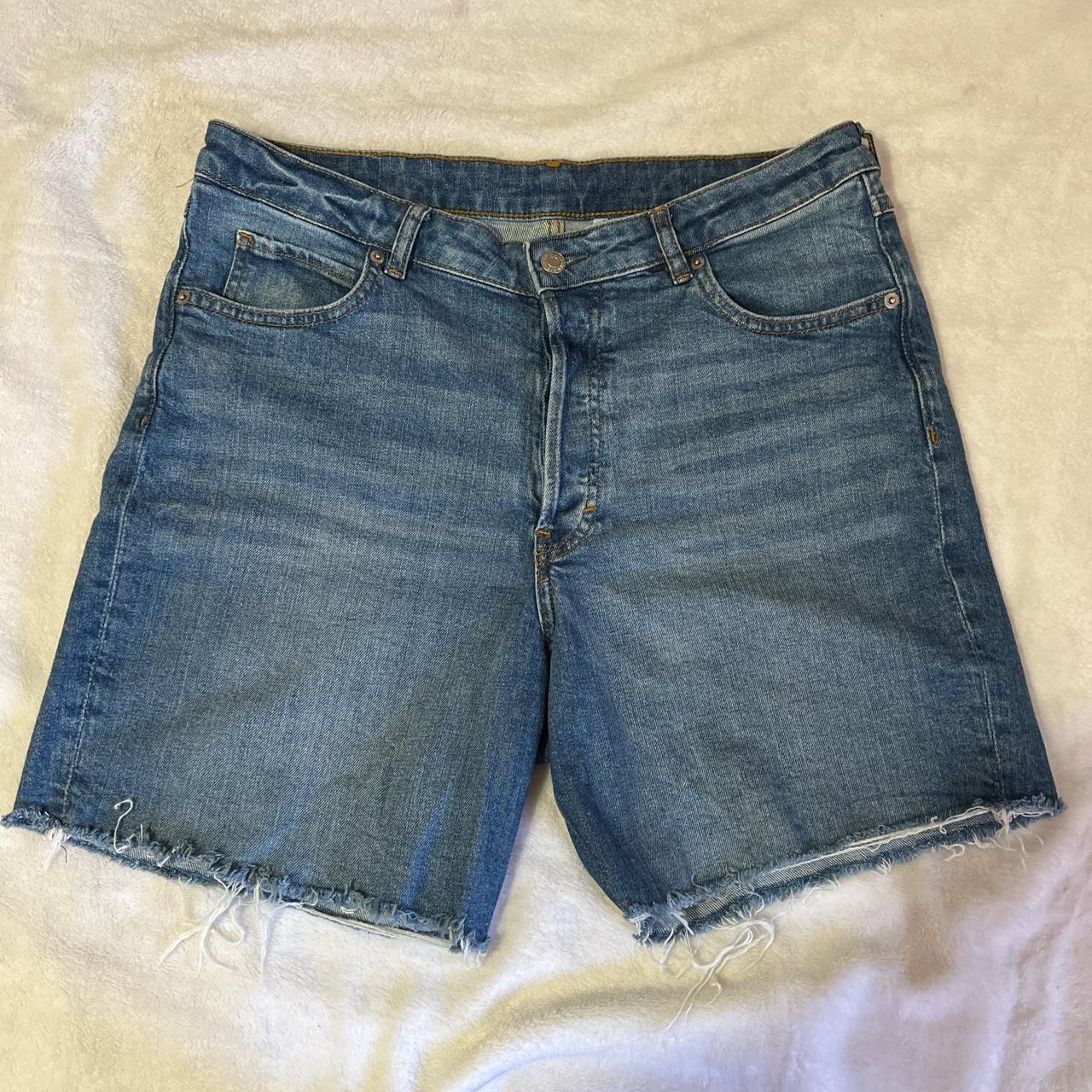 h&m denim cutoff shorts • runs big , stretchy... - Depop