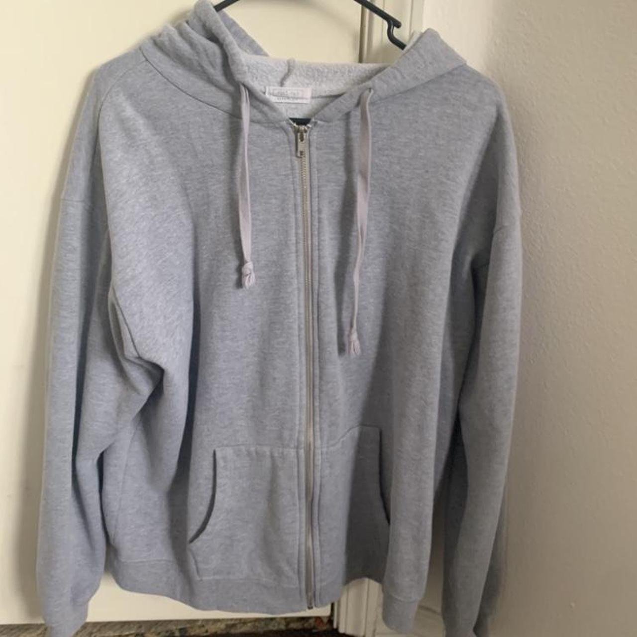 Oversized Gray zip up Size: Large Tillys Prices... - Depop