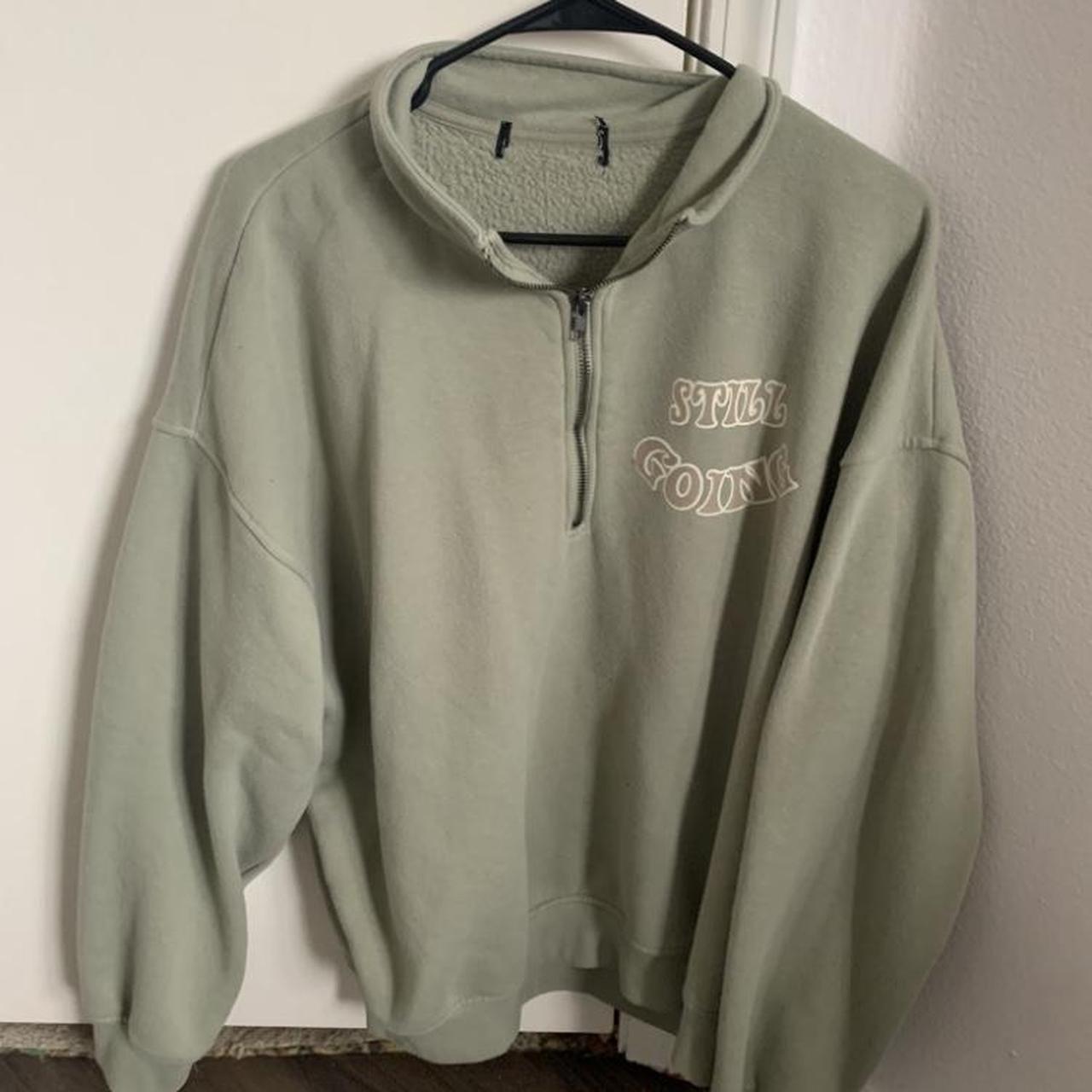 Forever 21 Women's Green and White Sweatshirt | Depop