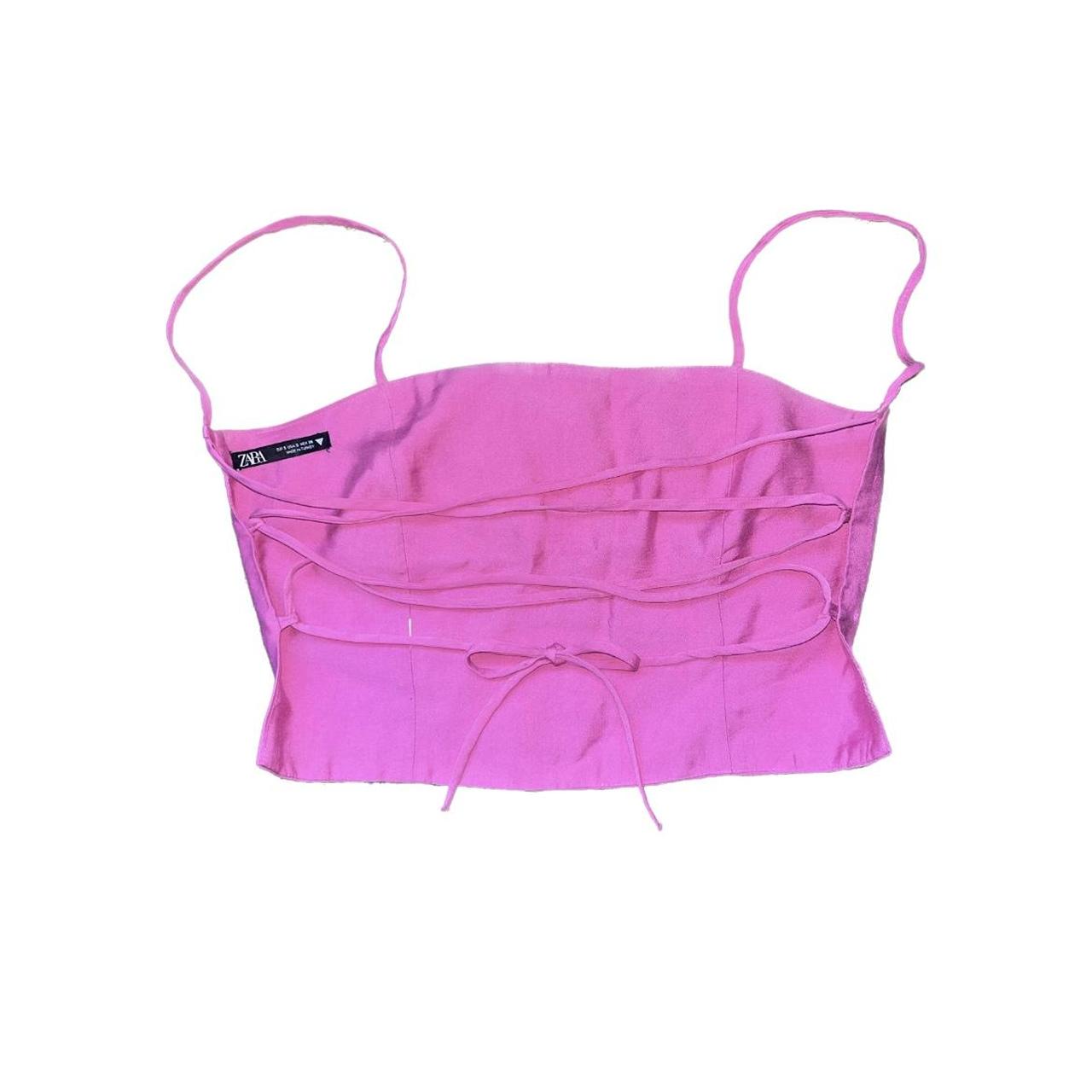 Bubblegum pink criss cross tie back Zara crop top!... Depop