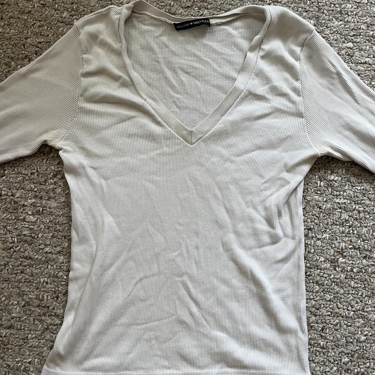 Brandy Melville white long sleeve Sonia thermal top - Depop