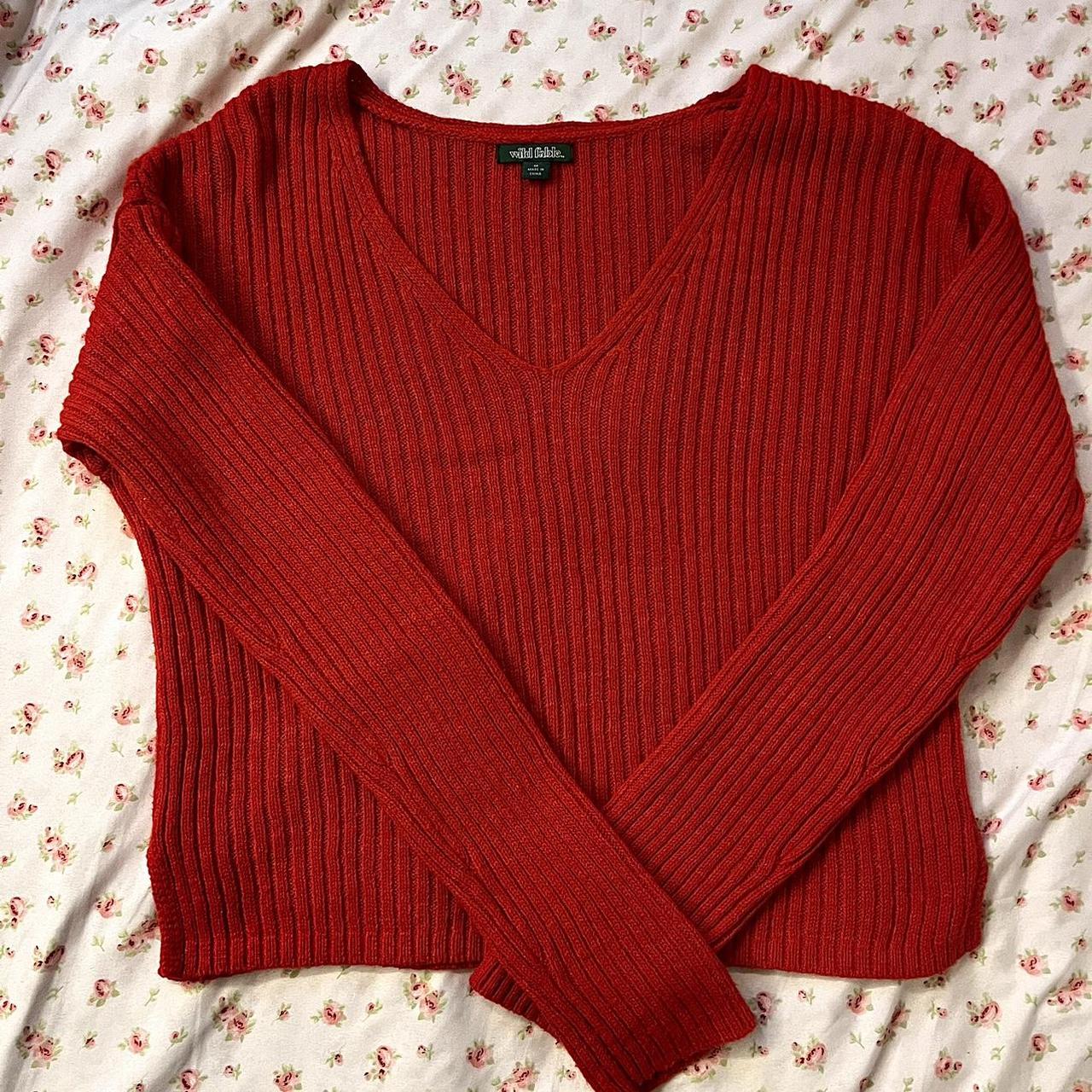 RED KNIT SWEATER 🍒 • brand : wildfable • size : M... - Depop