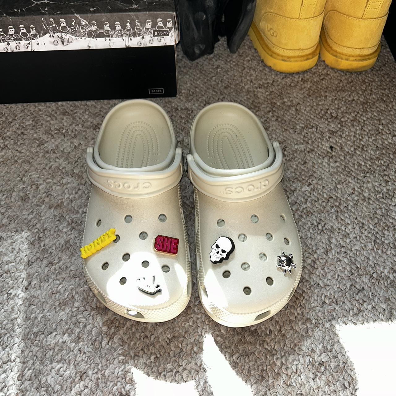 Classic Crocs - Bone (jibitz not included) Worn... - Depop