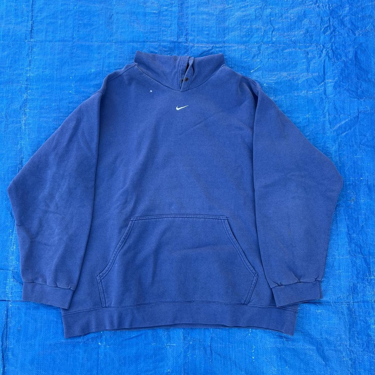 Blue Nike Center Swoosh Hoodie Good condition. Some... - Depop