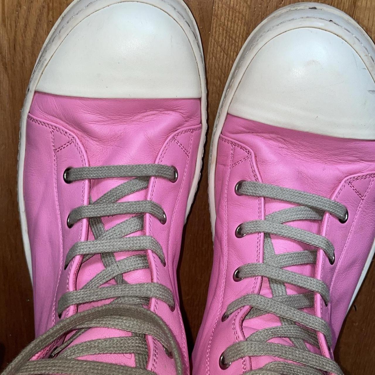 Rick Owens Pink Calfskin High Sneakers for Men