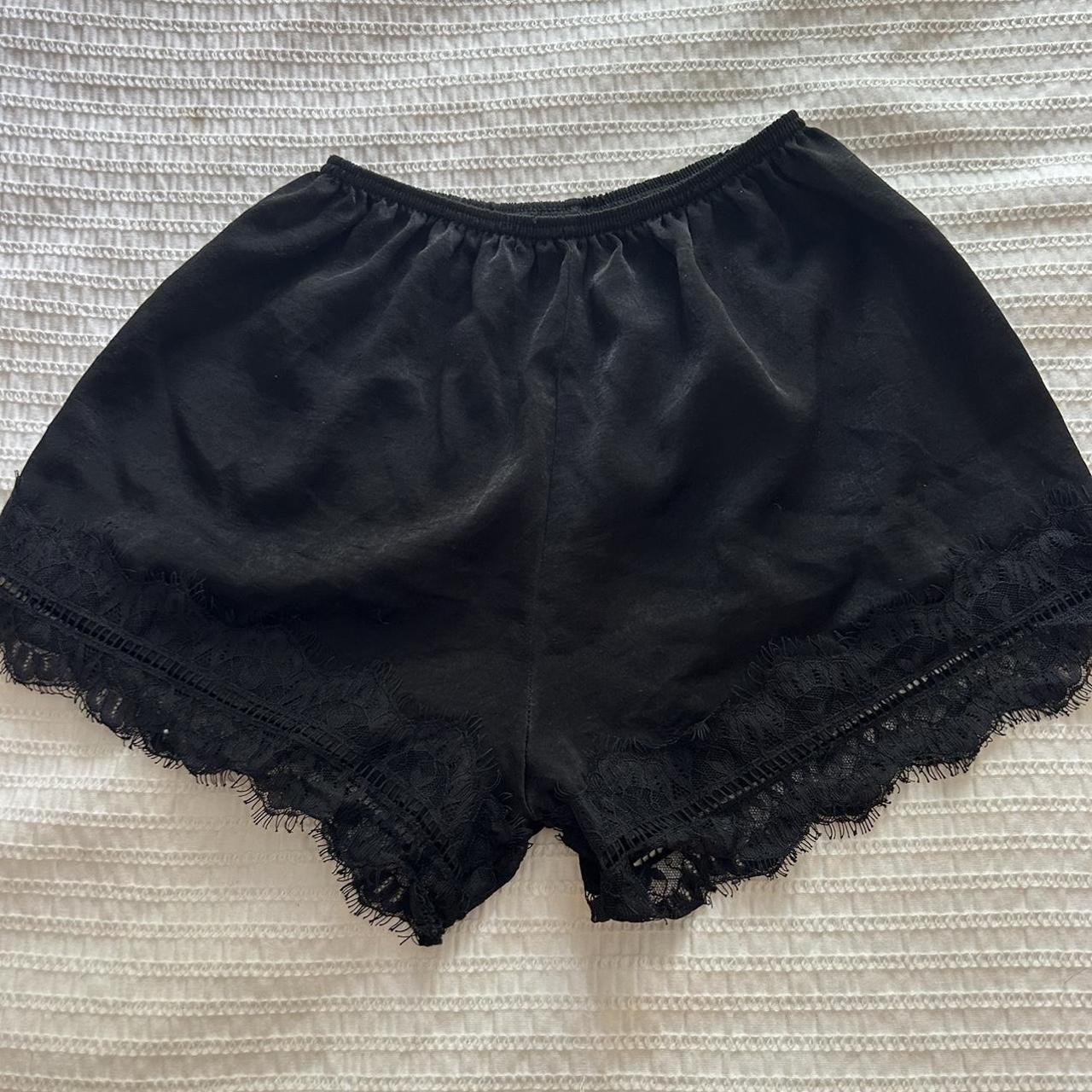 Vintage black satin sleep shorts Stretchy waist... - Depop