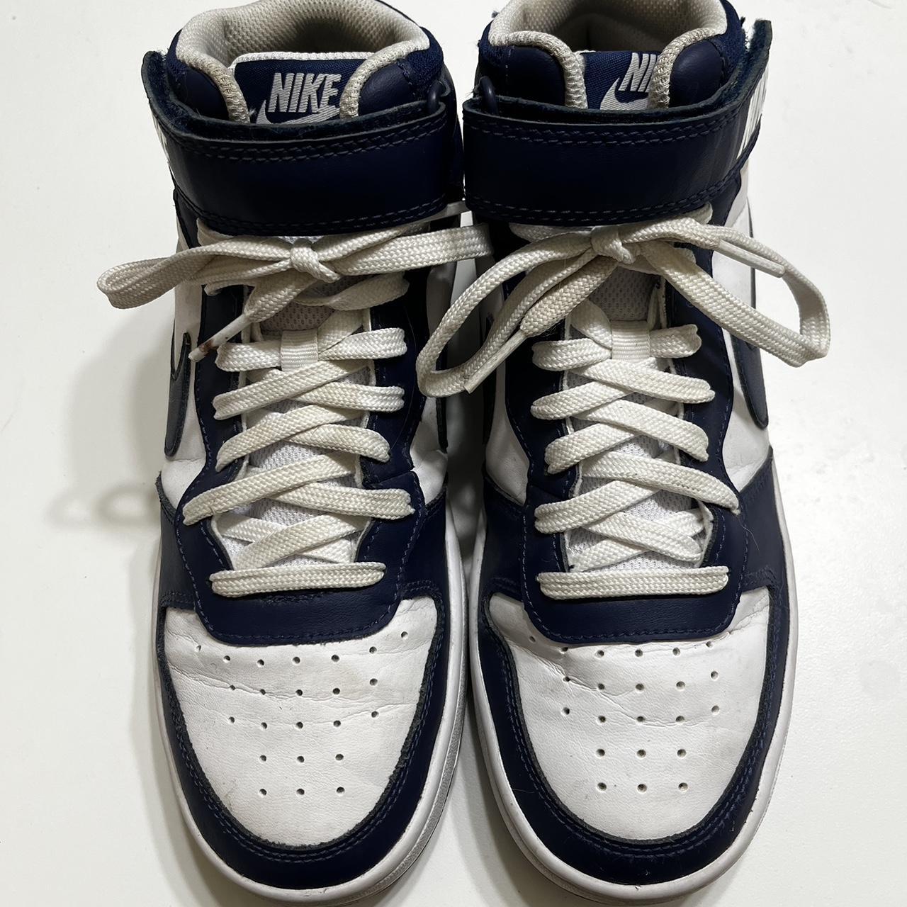 Blue/White Nike High Tops 6.5 Y - Depop