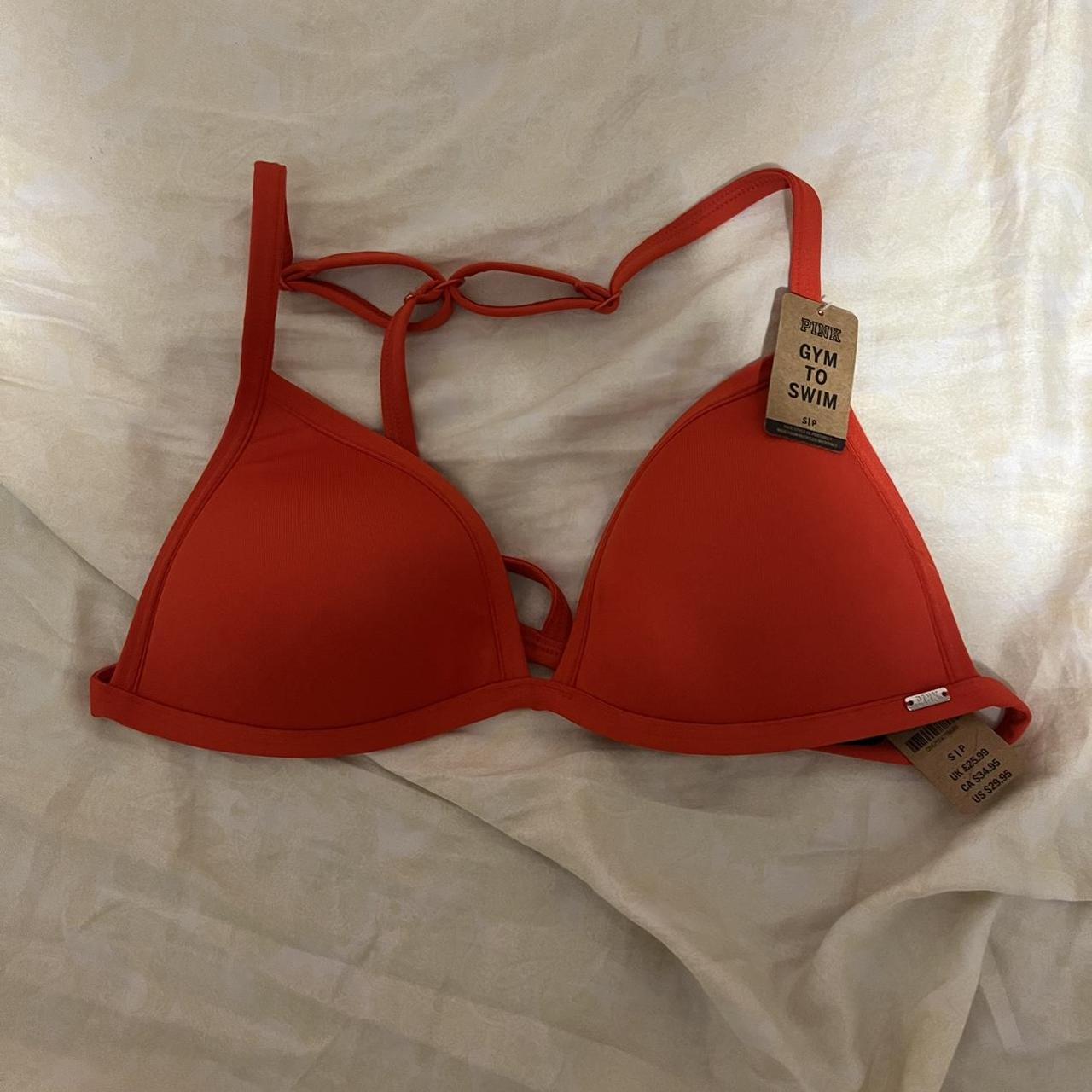 small red gym top / swim top / bikini top / bra from... Depop